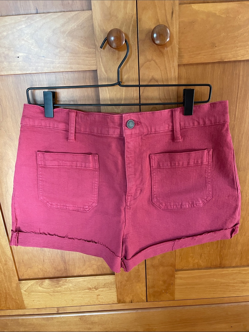 Madewell Wine-Red High-Rise Denim Shorts